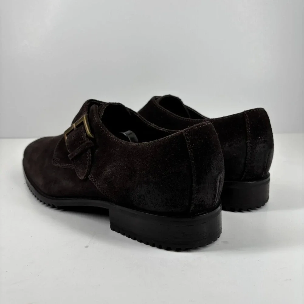 Cole Haan Air Pitney Men's US 10M Dark Brown Suede Monk Strap Dress Shoes C09806